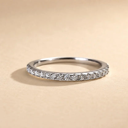 Round Cut Half Eternity Thin Wedding Ring