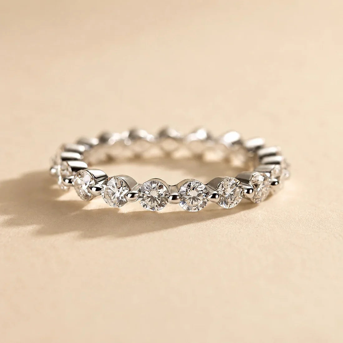 Moissanite Round Cut Eternity Wedding Band Ring