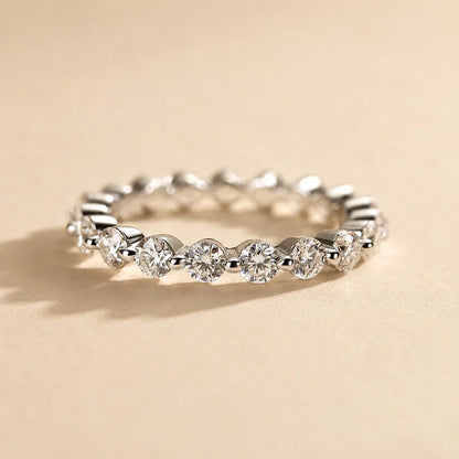 Moissanite Round Cut Eternity Wedding Band Ring