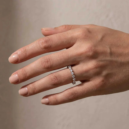 Moissanite Round Cut Eternity Wedding Band Ring