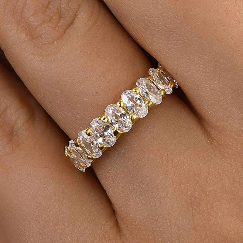 Oval Cut Half Eternity Wedding Ring