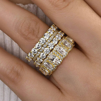 Cushion Cut 4PC Wedding Ring Set