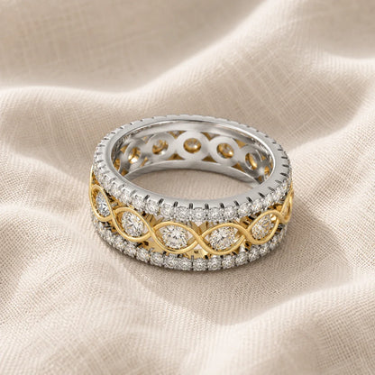 White Gold Double Row Zirconia Ring