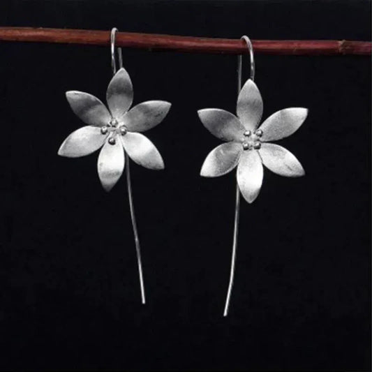 Silver-Plated Boho Flower Earrings
