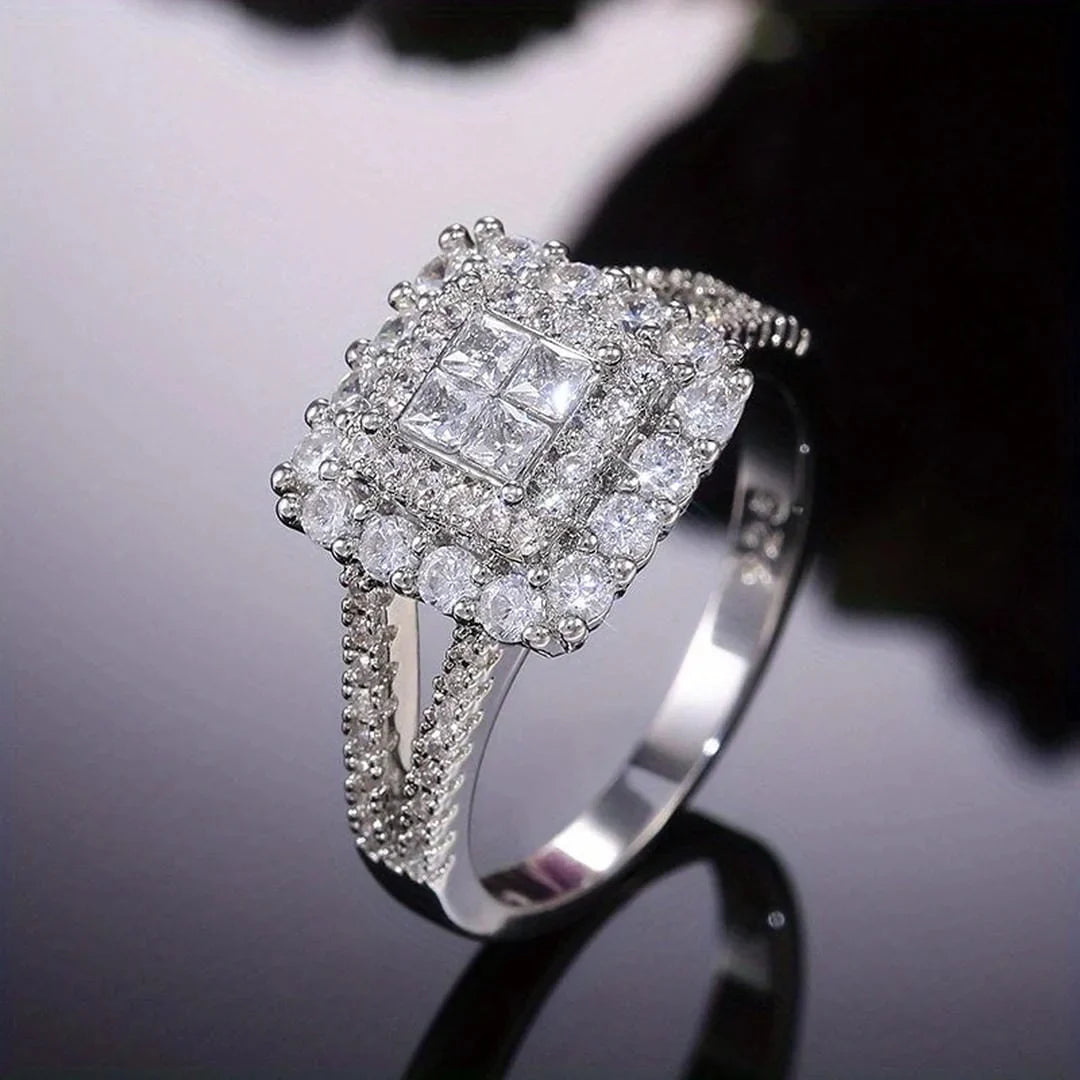 Square Shape Zirconia Wedding Ring