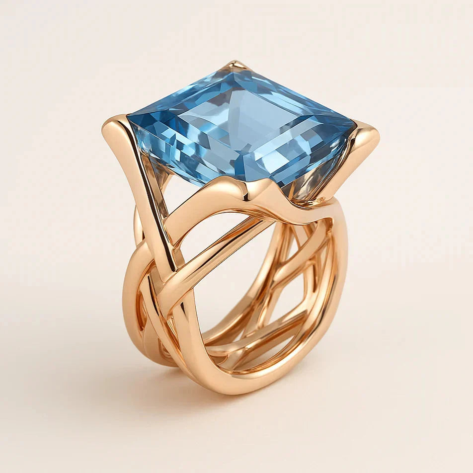 Vintage Gold Blue Gemstone Ring