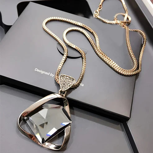 Crystal Pendant Gold Necklace