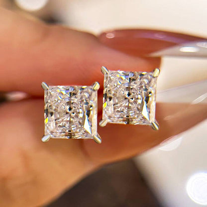 Classic Square Princess Cut Stud Earrings
