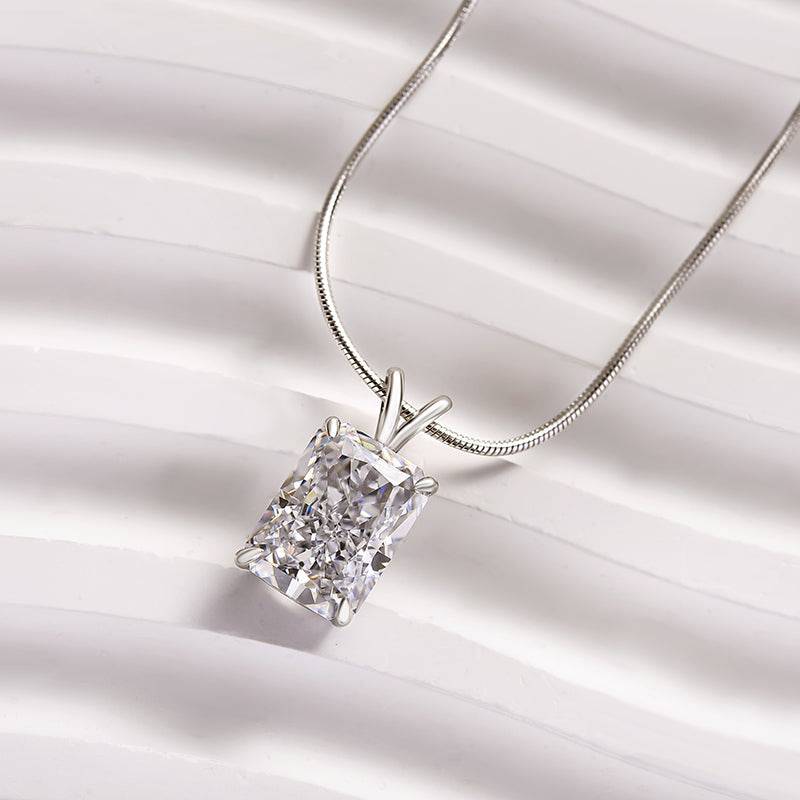 Timeless Crushed Ice Radiant Cut Pendant Necklace