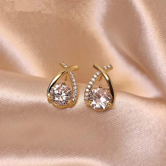 Luxury Twisted Teardrop Cubic Stud Earrings