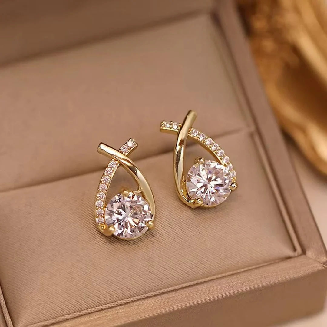 Luxury Twisted Teardrop Cubic Stud Earrings