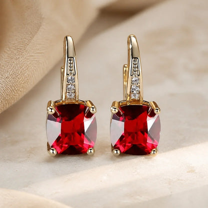 Mystic Sapphire Stone Hoop Earrings