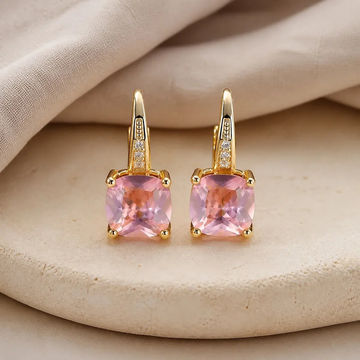 Mystic Sapphire Stone Hoop Earrings