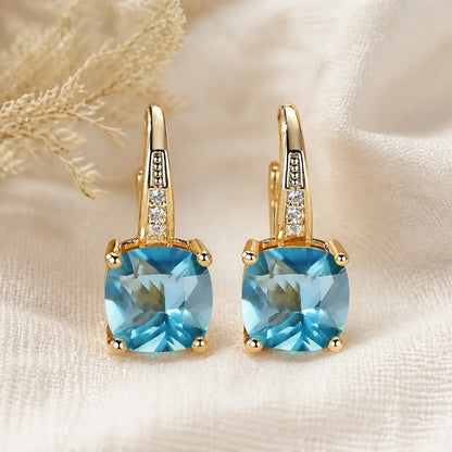 Mystic Sapphire Stone Hoop Earrings