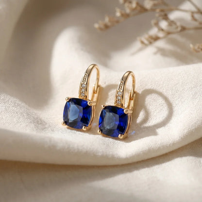Mystic Sapphire Stone Hoop Earrings