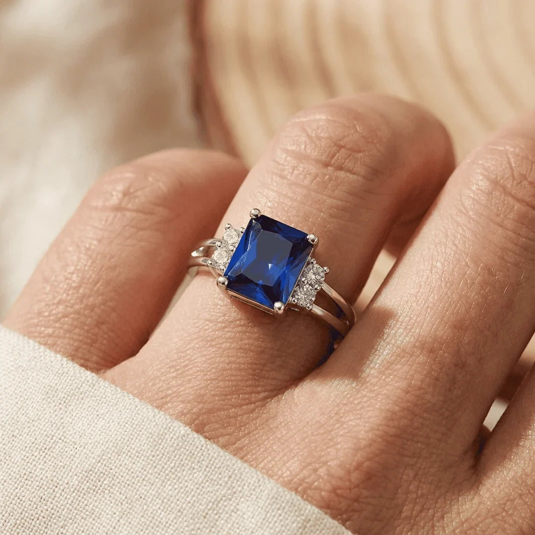 Octagon Cut Sapphire Ring